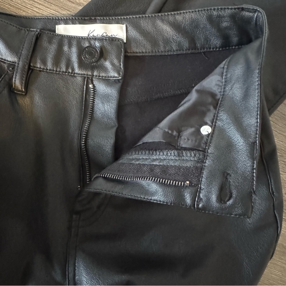 KanCan Darla High Rise Vegan Leather Kick Flare Black 3 25 - Picture 6 of 9